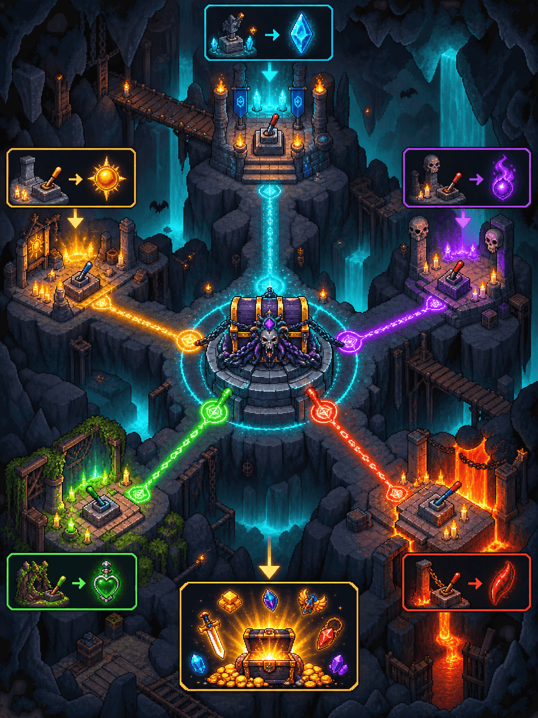 Original illustrative Abyssal Chest encounter scene